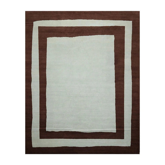 8' x 10' Hand Knotted Tibetan Wool Geometric Modern Oriental Area Rug Aqua
