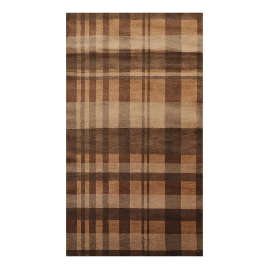 2'11'' x 4'10'' Hand Knotted Tibetan Wool Graphic Modern Oriental Area Rug Brown