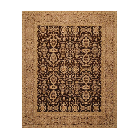 7'11'' x 10'2'' Hand Knotted 100% Wool Peshawar Oriental Area Rug Dark Chocolate