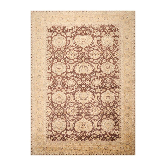 8'9'' x 12' Hand Knotted 100% Wool Peshawar Traditional Oriental Area Rug Brown