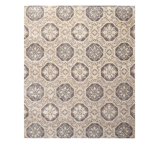 7'5"x9'5" Hanmade Wool & Art Silk Patterned Transitional Oriental Area Rug Gray