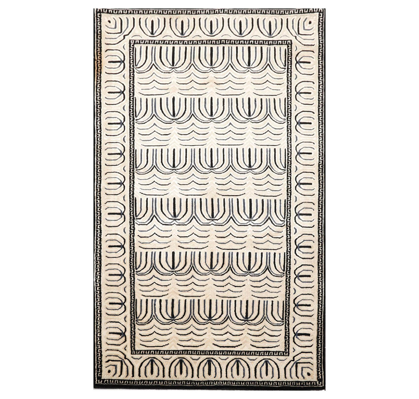 3' x 4'11" Hand Knotted Tibetan Wool & Silk Hip Designer 200 KPSI Area Rug Cream