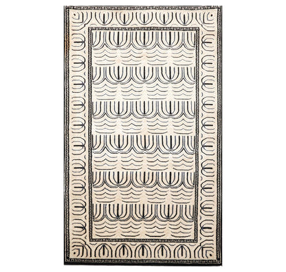 3' x 4'11" Hand Knotted Tibetan Wool & Silk Hip Designer 200 KPSI Area Rug Cream