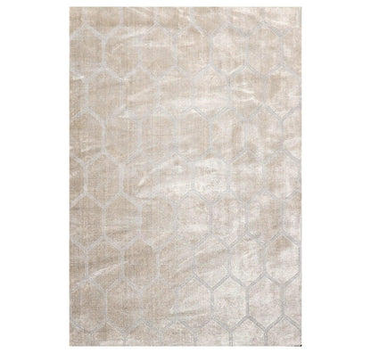 5' x 7' Hand Knotted Tibetan 100% Viscose Honeycomb Oriental Area Rug Gray