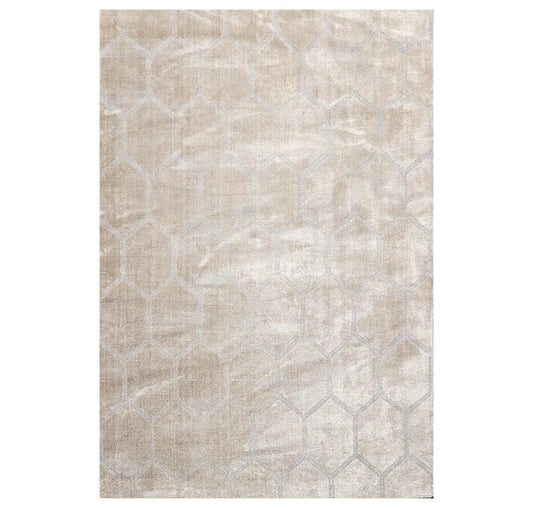 5' x 7' Hand Knotted Tibetan 100% Viscose Honeycomb Oriental Area Rug Gray