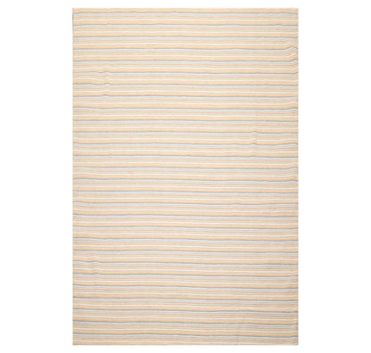 6'8'' x 9'11'' Hand Knotted Wool Designer Stripes Flat Weave Area Rug Beige