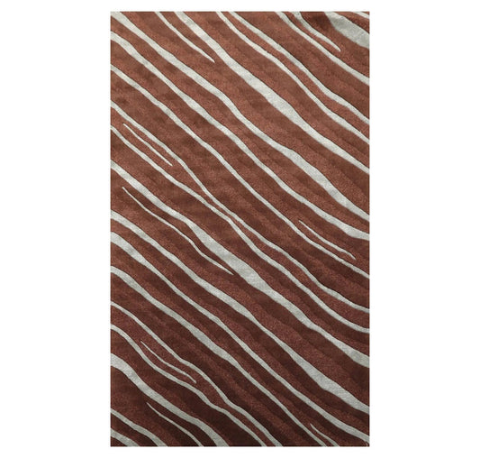 5' x 7'5'' Handmade Wool & Art Silk Hip Designer Modern Area Rug Brown