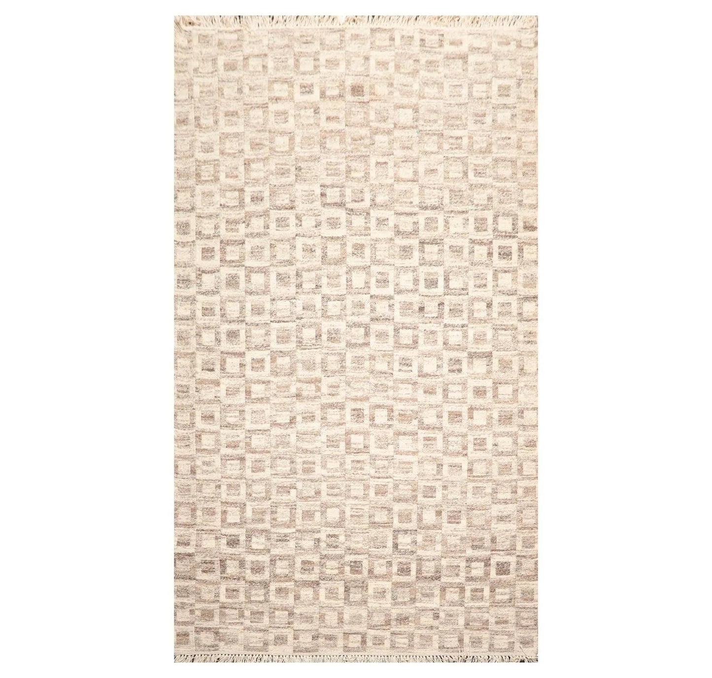 5'1'' x 8'6'' Hand Knotted Wool Modern Area Rug Beige, Brown