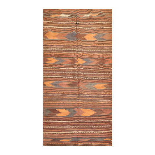 3'9''x7'2'' Vintage Hand-Woven Afghan Kilim Wool Tribal Southwestern Area Rug