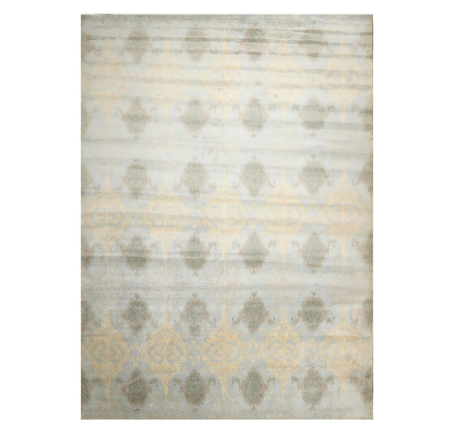 9'4'' x 13'3'' Handmade 100% Wool Ikat Modern Oriental Area Rug Light Blue