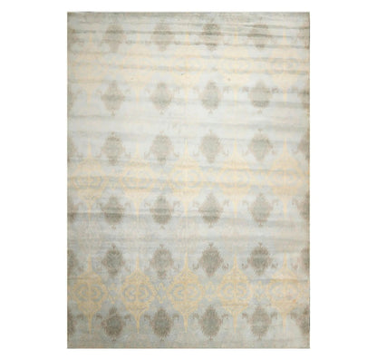 9'4'' x 13'3'' Handmade 100% Wool Ikat Modern Oriental Area Rug Light Blue