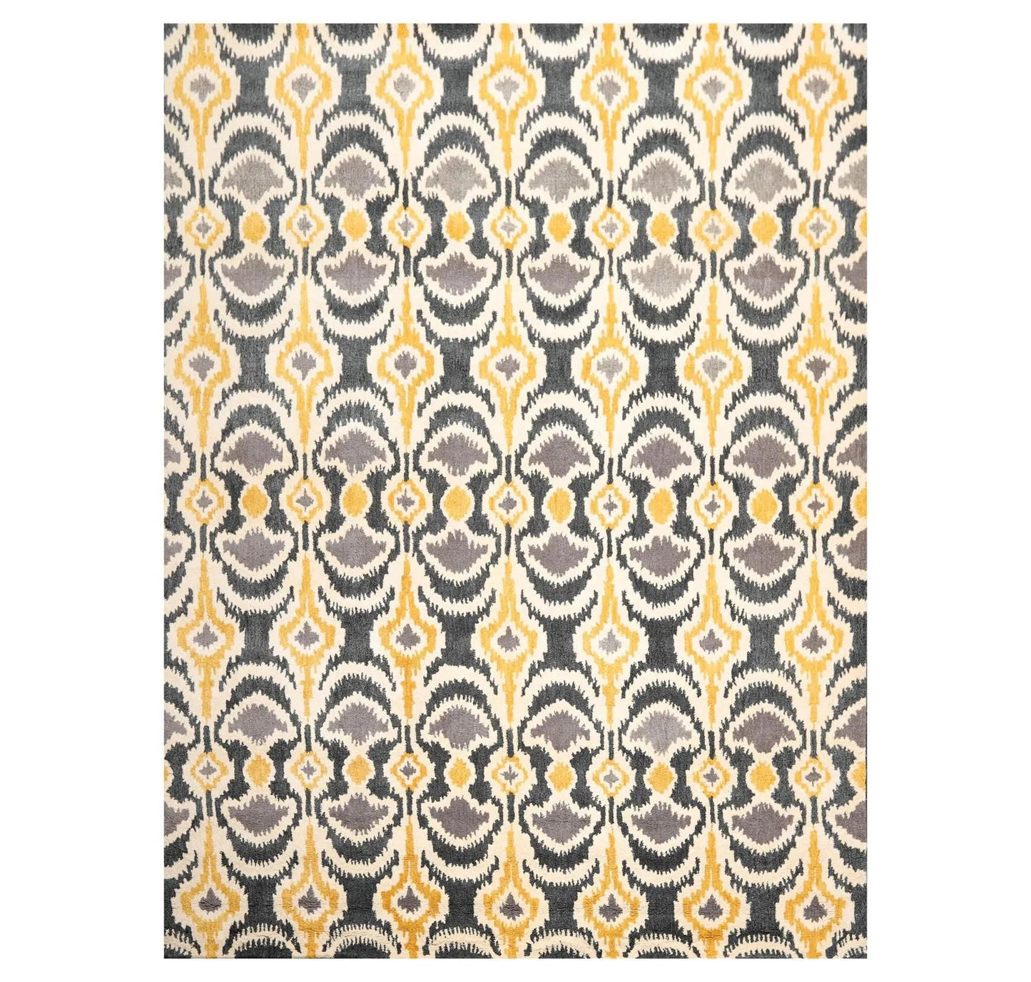 8' x 10' Handmade 100% Wool Bold Ikat Modern Oriental Area Rug Beige