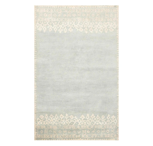 5' x 8' Handmade 100% Wool Patterned Transitional Oriental Area Rug Aqua Beige