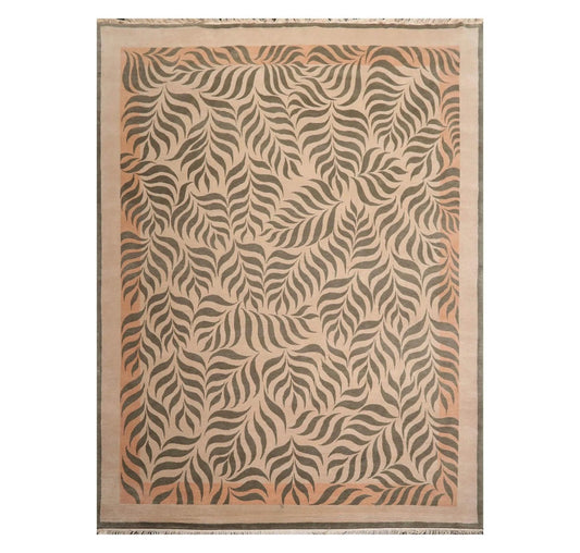 9' x 12' Hand Knotted 100% Wool Transitional Oriental Area Rug Beige
