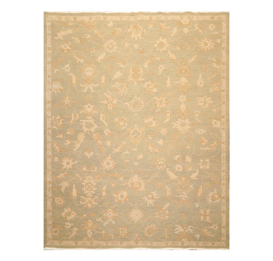 7'7" x 9'9"  Hand Knotted 100% Wool Flat Pile Area Rug Sage