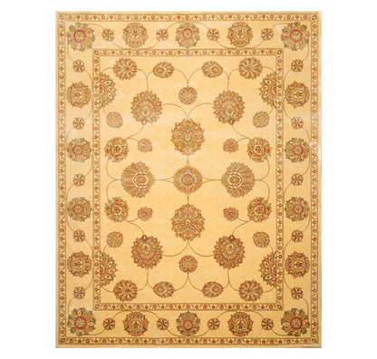 7'6" x 9'6" Machine Made 100% Wool Oriental Area Rug Champagne, Green