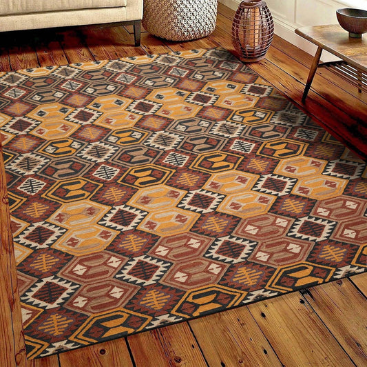 Handmade Multi Size 100% Wool Traditional Oriental Area Rug Gold