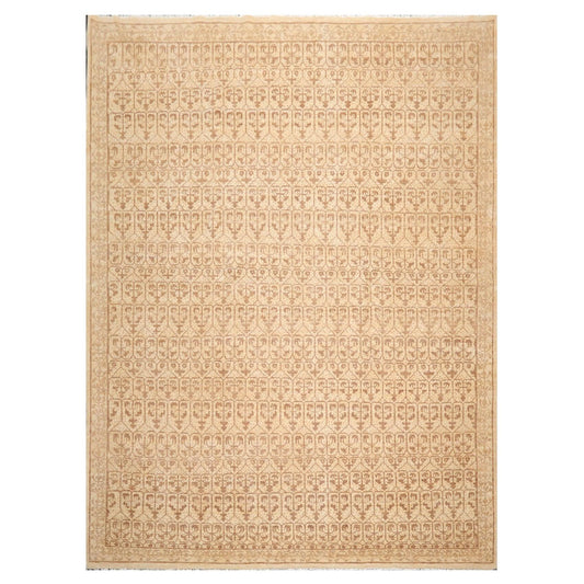 8'8" x 11'8" Hand Knotted 100% Wool Oriental Transitional Area Rug Beige