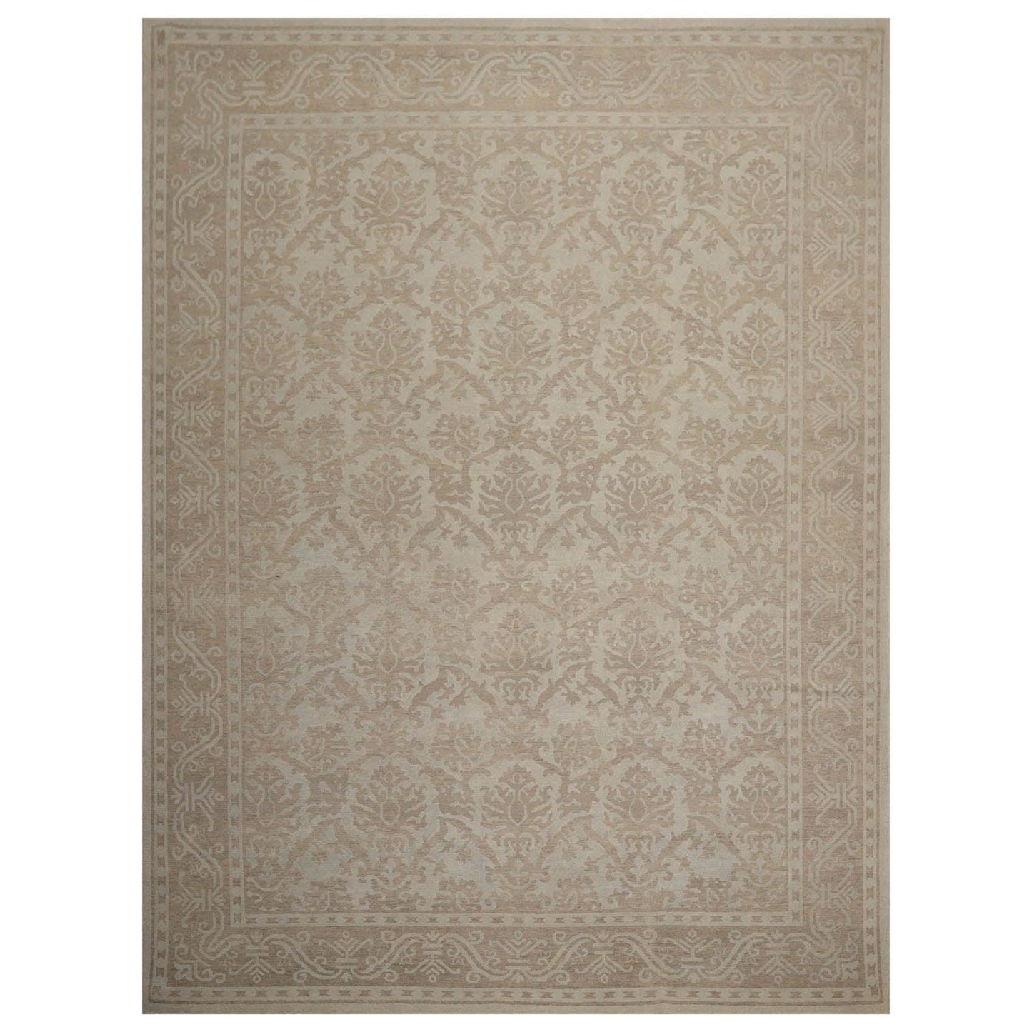9'3" x 12'4" Hand Knotted 100% Wool Designer Oushak Area Rug Tone on Tone Gray
