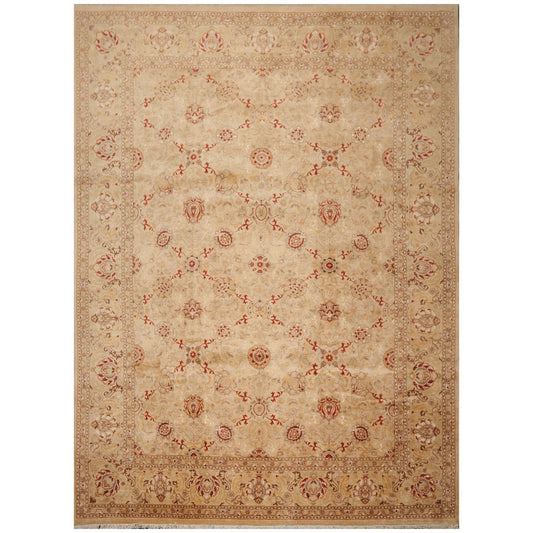 9'2"x12'6" Hand Knotted Wool & Silk16/18 Pak Persian 300 KPSI Oriental Area Rug Beige