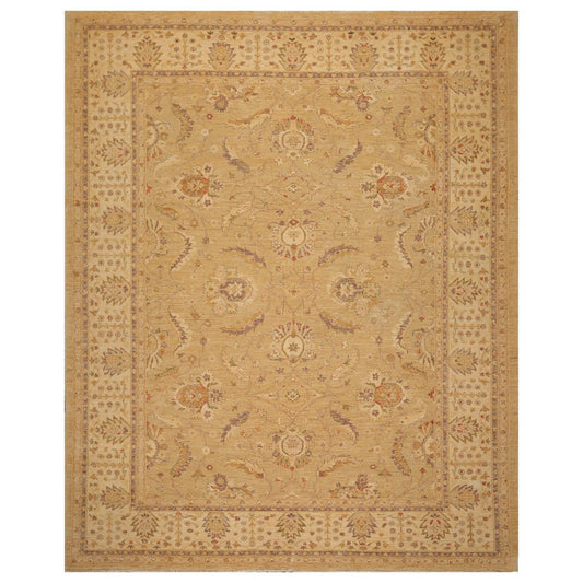 9'6" x 11'9" Hand Knotted Wool Chobi Peshawar Traditional Oriental Area Rug Tan