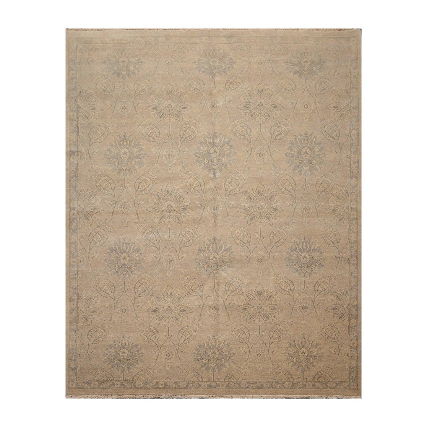 8'4" x 10'5" Hand Knotted 100% Wool Transitional Tibetan Area Rug Beige Gray