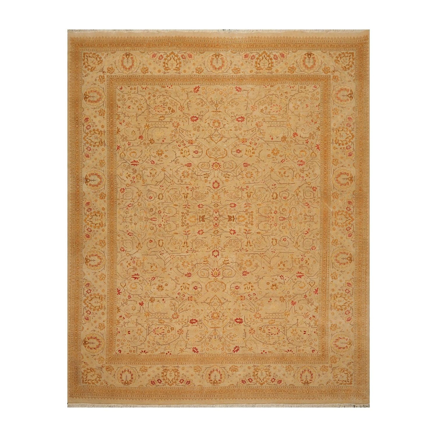 Hand Knotted Wool 16/18 Pak Persian 300 KPSI Oriental Area Rug Tan 8'4" x 10'5"