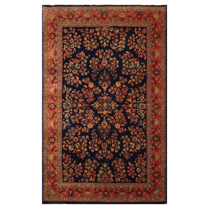 5'9" x 9'2" Hand Knotted 100% Wool Traditional Sarouk Oriental Area Rug Navy
