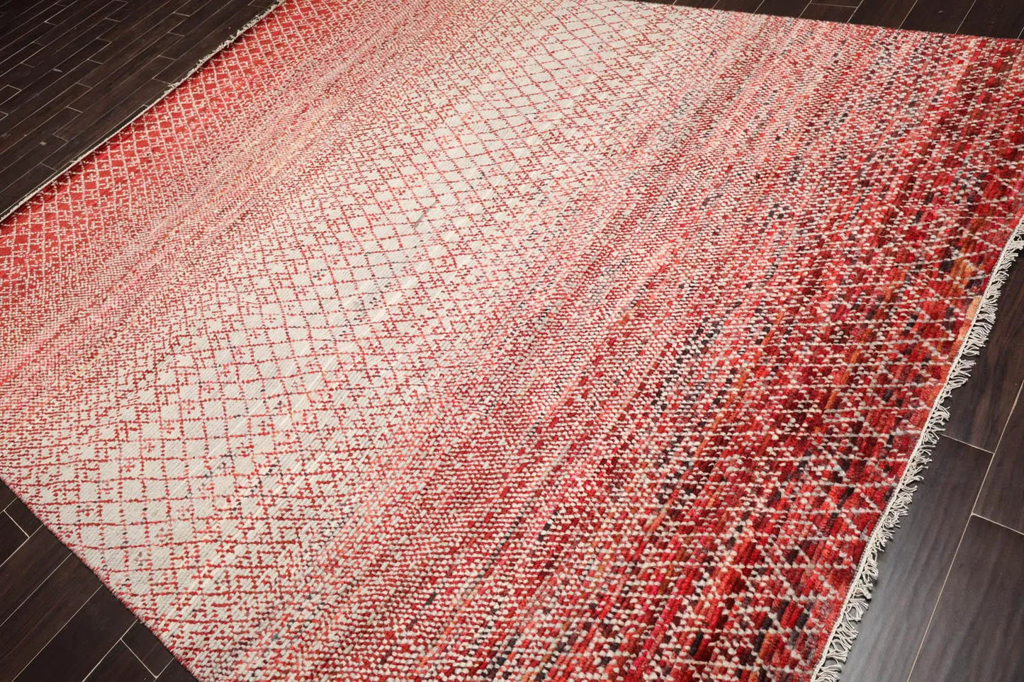 8' x 10' Hand Knotted 100% Wool Contemporary Modern Grass Area Rug Red