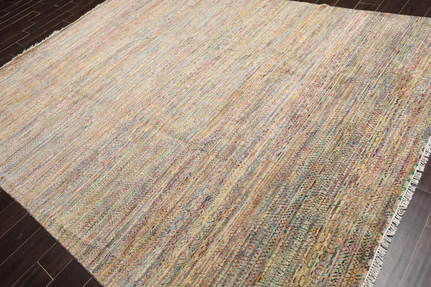 8' x 10' Hand Knotted 100% Wool Muted Modern Oriental Area Rug Tan