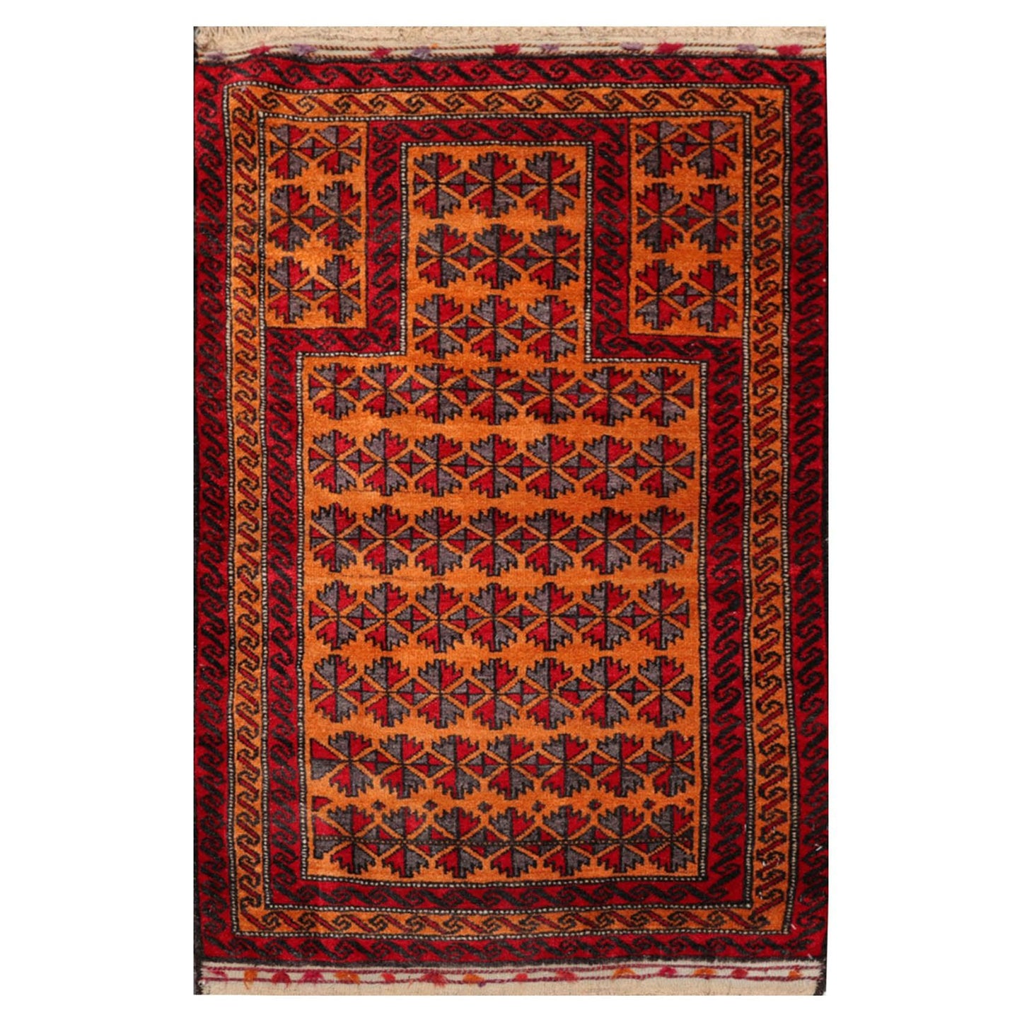 3' x 4'7" Hand Knotted 100% Wool Tribal Traditional Oriental Area Rug Orange Red