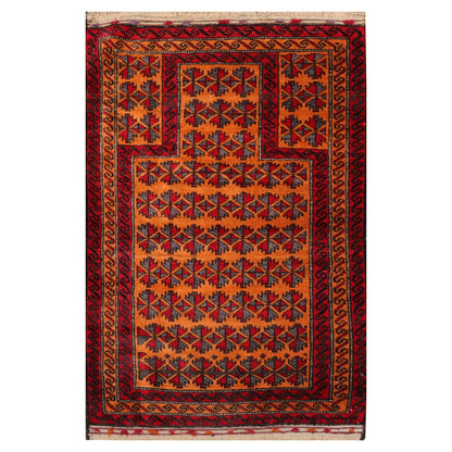 3' x 4'7" Hand Knotted 100% Wool Tribal Traditional Oriental Area Rug Orange Red