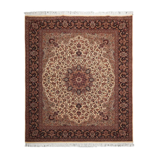 8'1” x 10’ Hand Knotted 100% Wool Pak Persian Tabriz 300 KPSI Area Rug Ivory