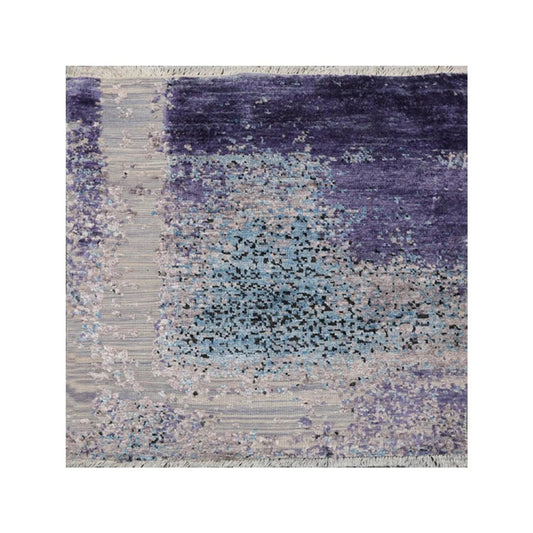 2' x 2' Hand Knotted Wool & Silk Square Modern Tibetan Oriental Area Rug Gray