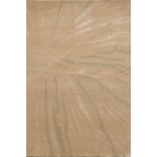 2' x 3' Hand Knotted Wool & Silk Modern Tibetan Oriental Area Rug Beige, Gray