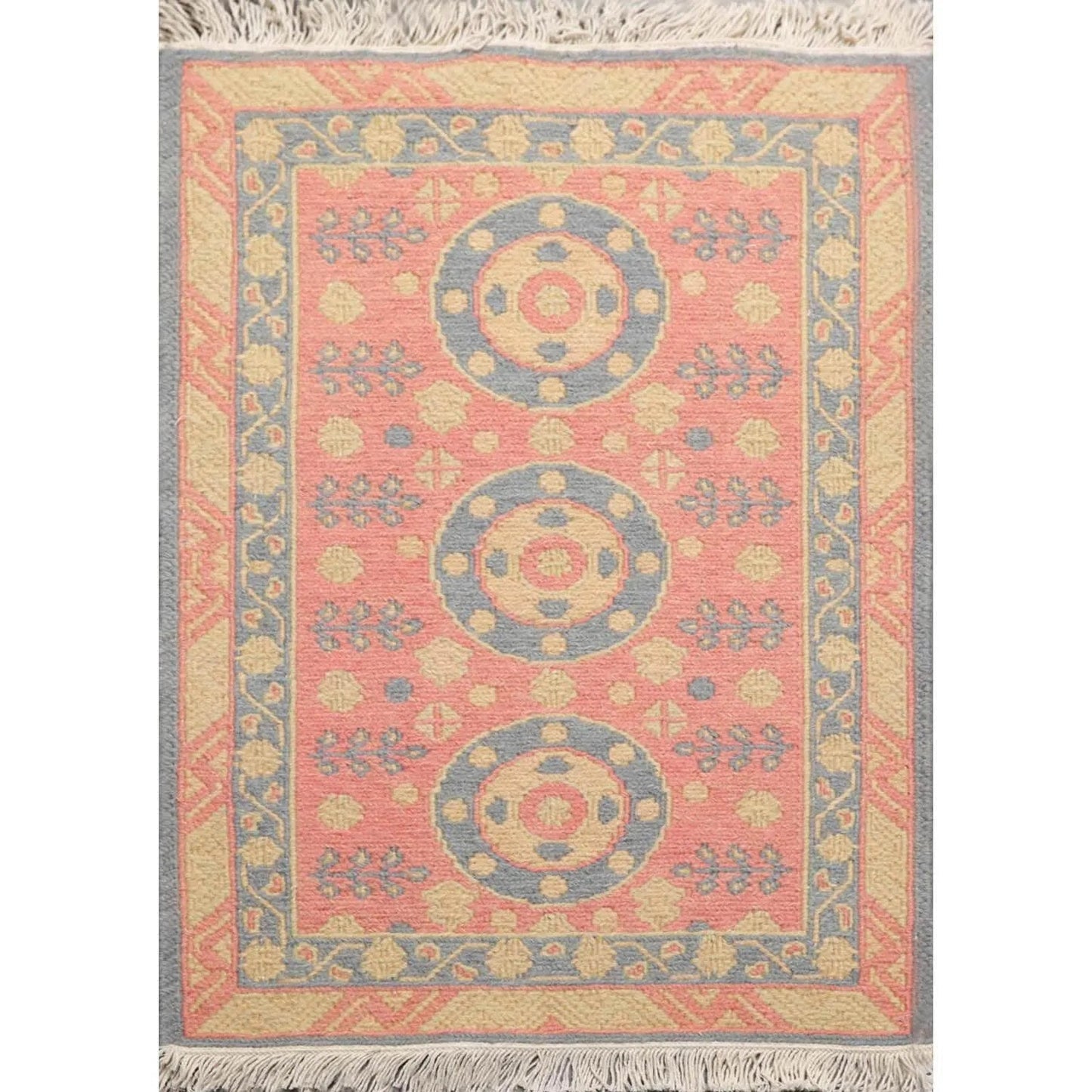 1'10''x2'7'' Hand Knotted 100% Wool Oriental Area Rug Rose