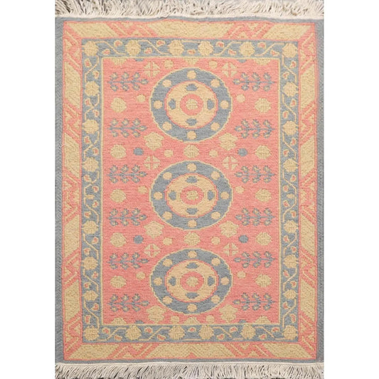 1'10''x2'7'' Hand Knotted 100% Wool Oriental Area Rug Rose