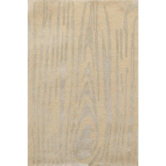 2' x 3' Hand Knotted Wool & Silk Modern Tibetan Oriental Area Rug Beige, Gray