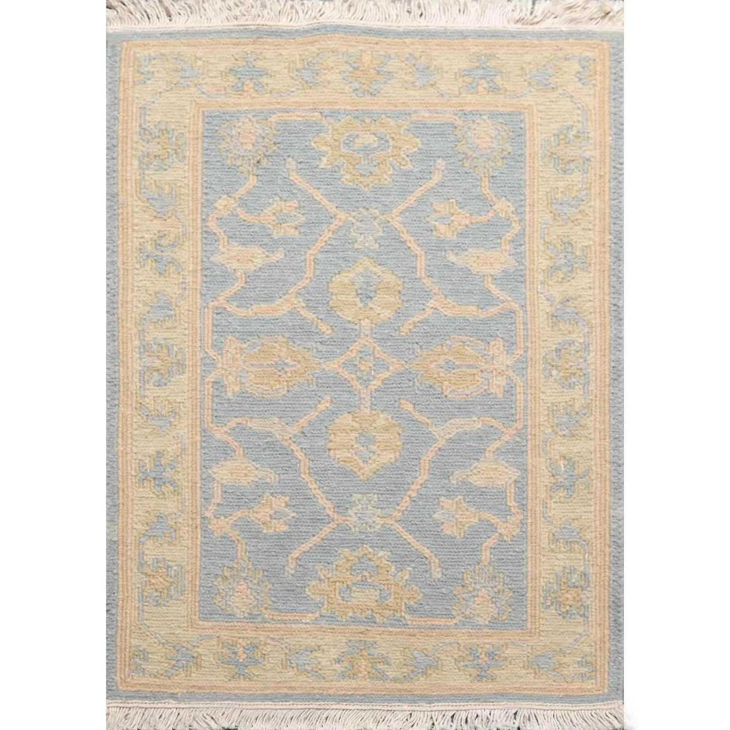 1'10''x2'7'' Hand Knotted 100% Wool Oriental Area Rug Aqua