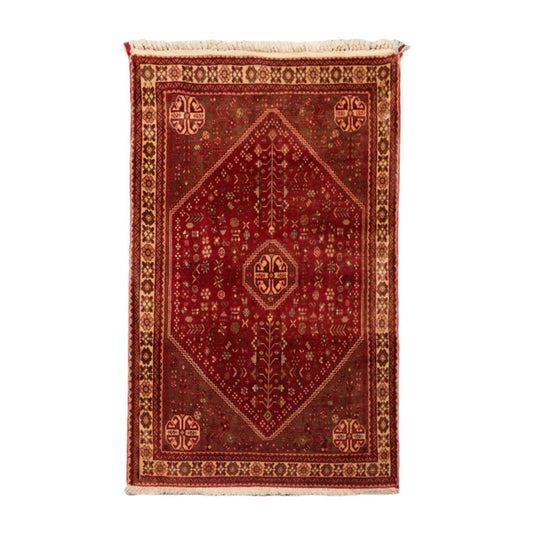 3’4” x 5’1" Hand Knotted Wool Vintage Abadehh 200 KPSI Oriental Area Rug Ruby
