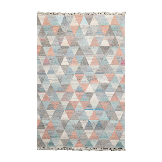 5' x 8' Indoor Outdoor  Hand Woven 100% Recycled PET Yarn Modern Kilim Area Rug Beige