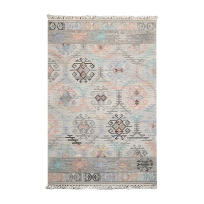 5' x 8' Indoor Outdoor Hand Woven 100% Recycled PET Yarn Modern Kilim Area Rug Beige