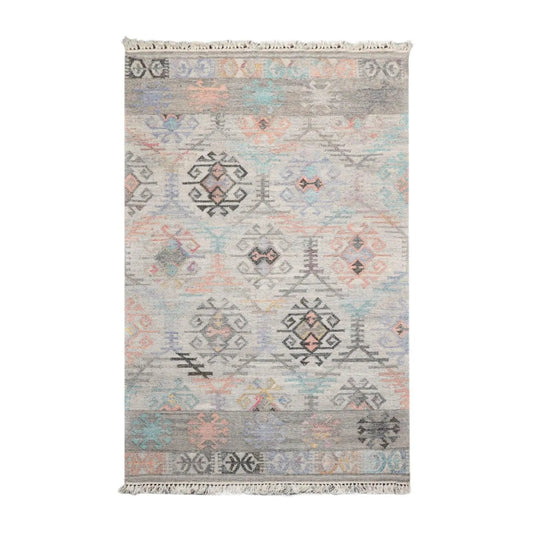 5' x 8' Indoor Outdoor Hand Woven 100% Recycled PET Yarn Modern Kilim Area Rug Beige