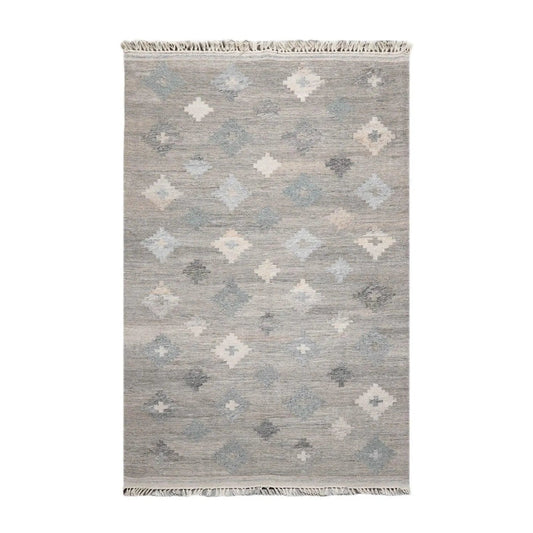 5' x 8'  Indoor OutdoorHand Woven 100% Recycled PET Yarn Modern Kilim Area Rug Gray
