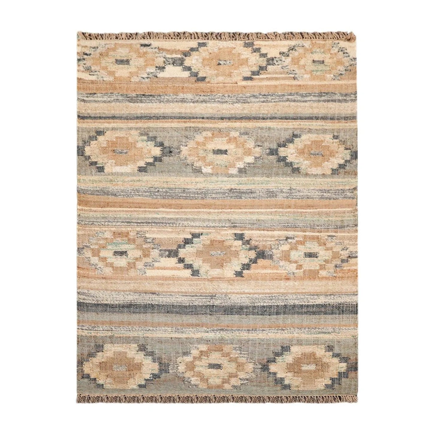 5’5”x7’3”Hand Woven Natural Fiber Jute Southwestern Flatweave Kilim Area Rug