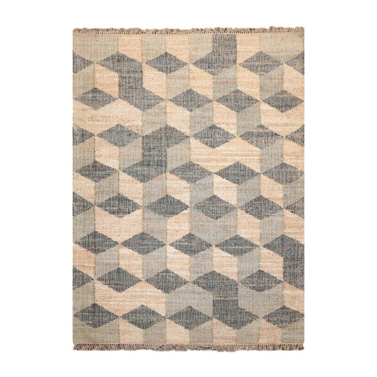 5’6”x7’9”Hand Woven Natural Fiber Jute Modern Graphic Flatweave Kilim Area Rug