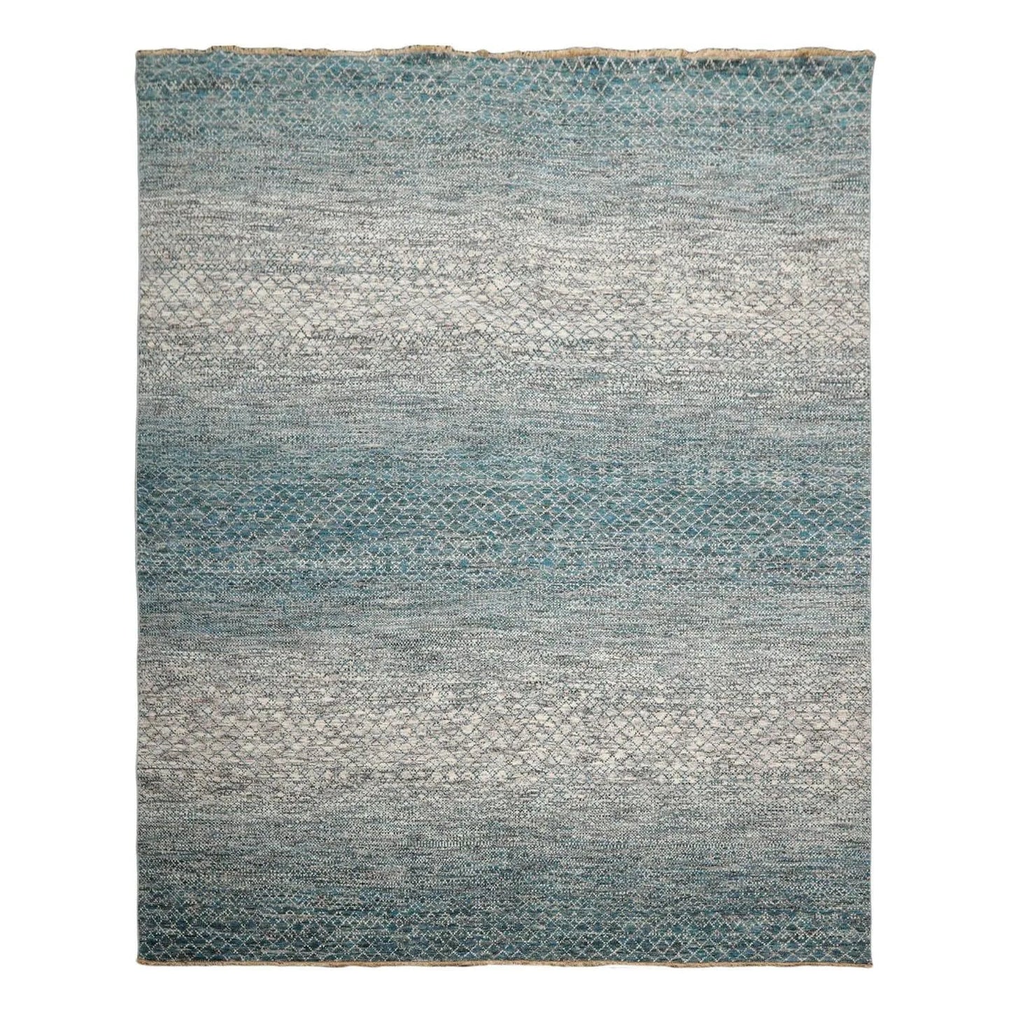 8x10 Hand Knotted 100% Wool Modern & Contemporary Oriental Area Rug Cream, Aqua Color