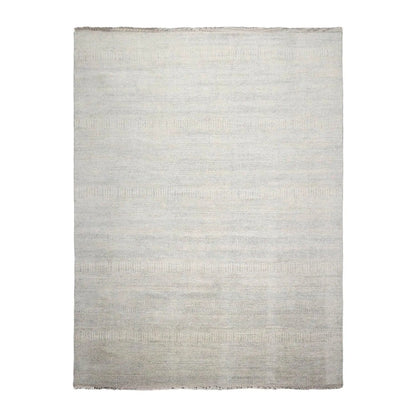 Multi Sizes Blue Hand Knotted Wool and Silk Modern Oriental Area Rug