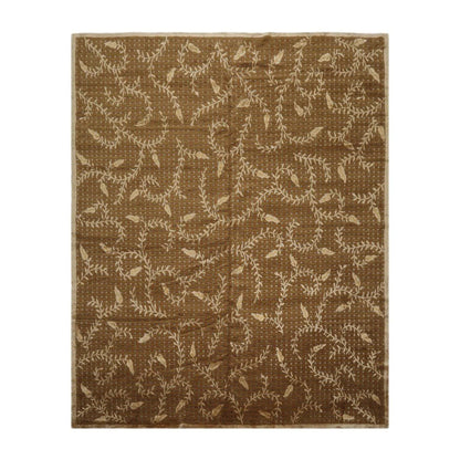 8’x10’ Couristan Hand Knotted Wool & Silk Basketweave Tibetan Area Rug Brown