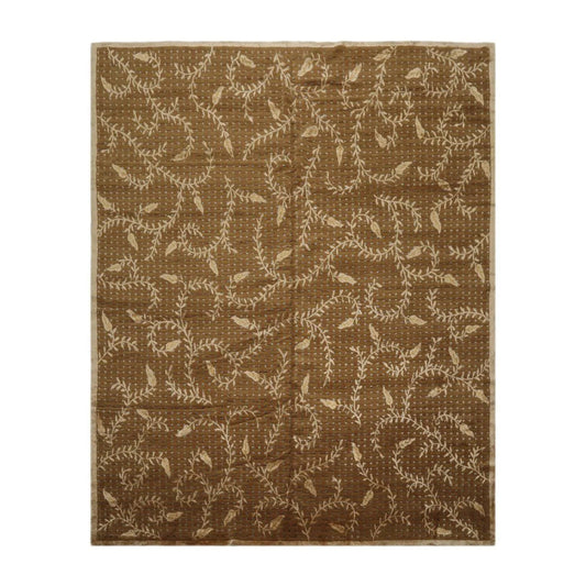 8’x10’ Couristan Hand Knotted Wool & Silk Basketweave Tibetan Area Rug Brown